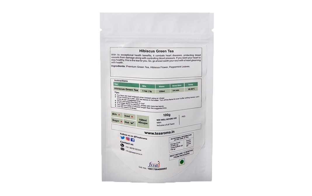 TeaAroma Hibiscus Green Tea    Pack  100 grams